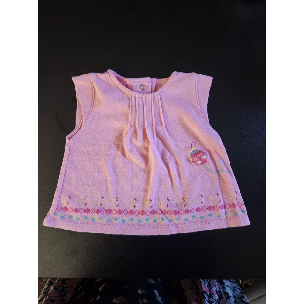Kid Connection Baby Girl 3-6M Pink Ladybug Floral Sleeveless Tunic Top